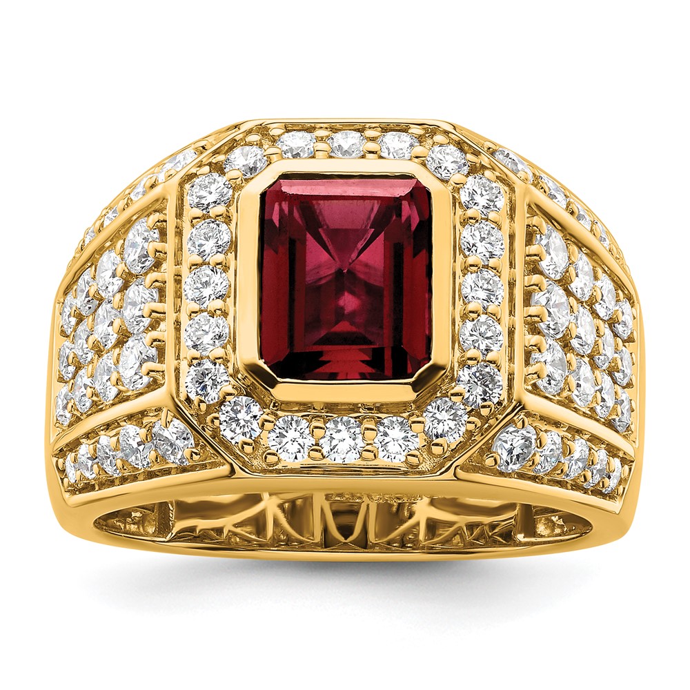 10k Created Ruby & VS/SI FGH Lab Grown Diamond Mens Ring