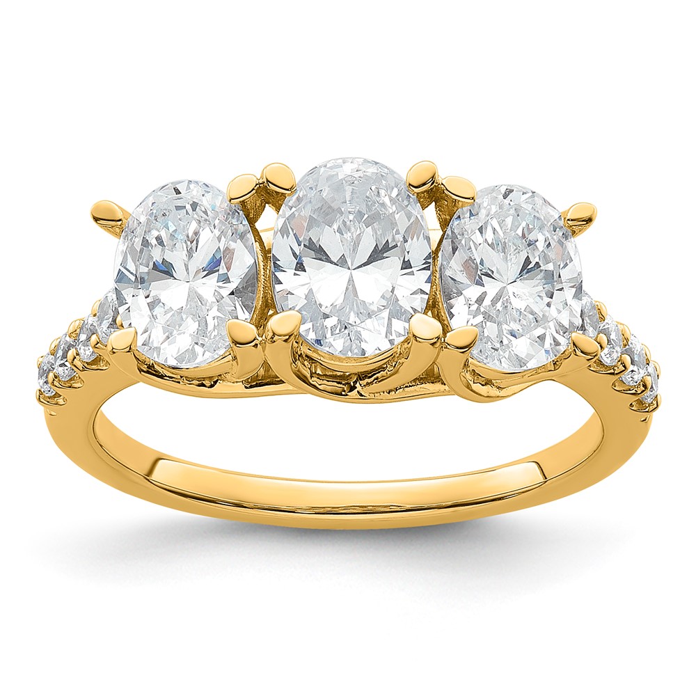 14K Yellow Gold Lab Grown Diamond Complete 3-stone Ring