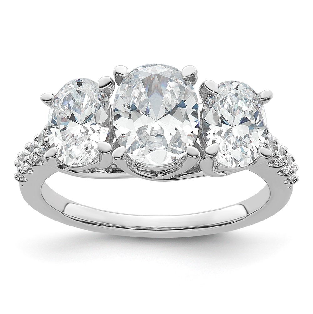 14K White Gold Lab Grown Diamond Complete 3-stone Ring