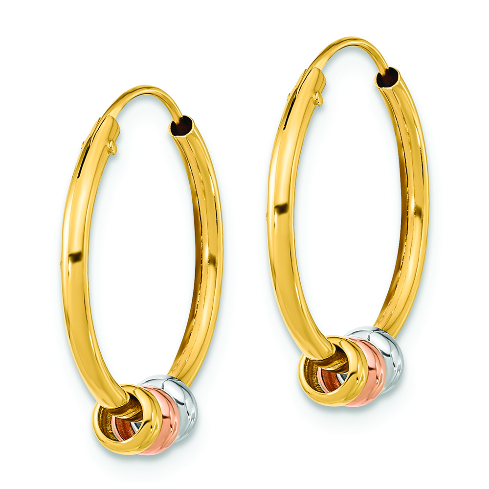 14k Tri-Color Madi K Flower Hoop Earrings 