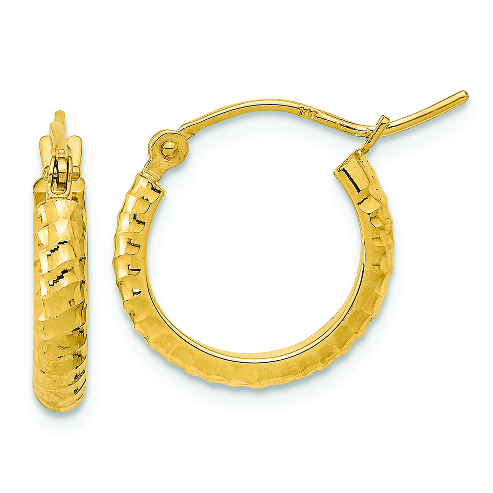 Quality Gold Sterling Silver Diamond Cut & Textured Hoop Earrings