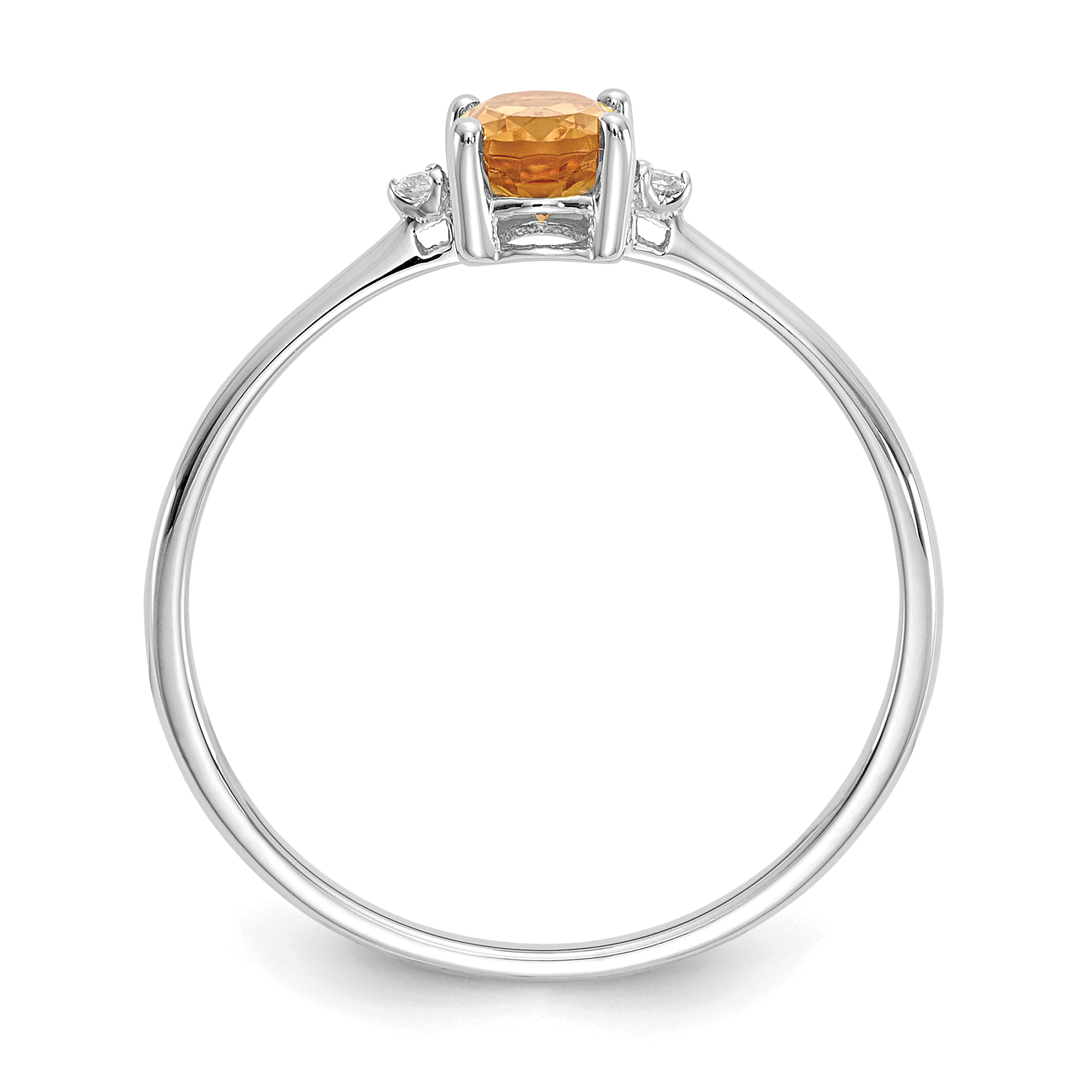 14k White Gold Diamond & Citrine Birthstone Ring - Unclaimed Diamonds