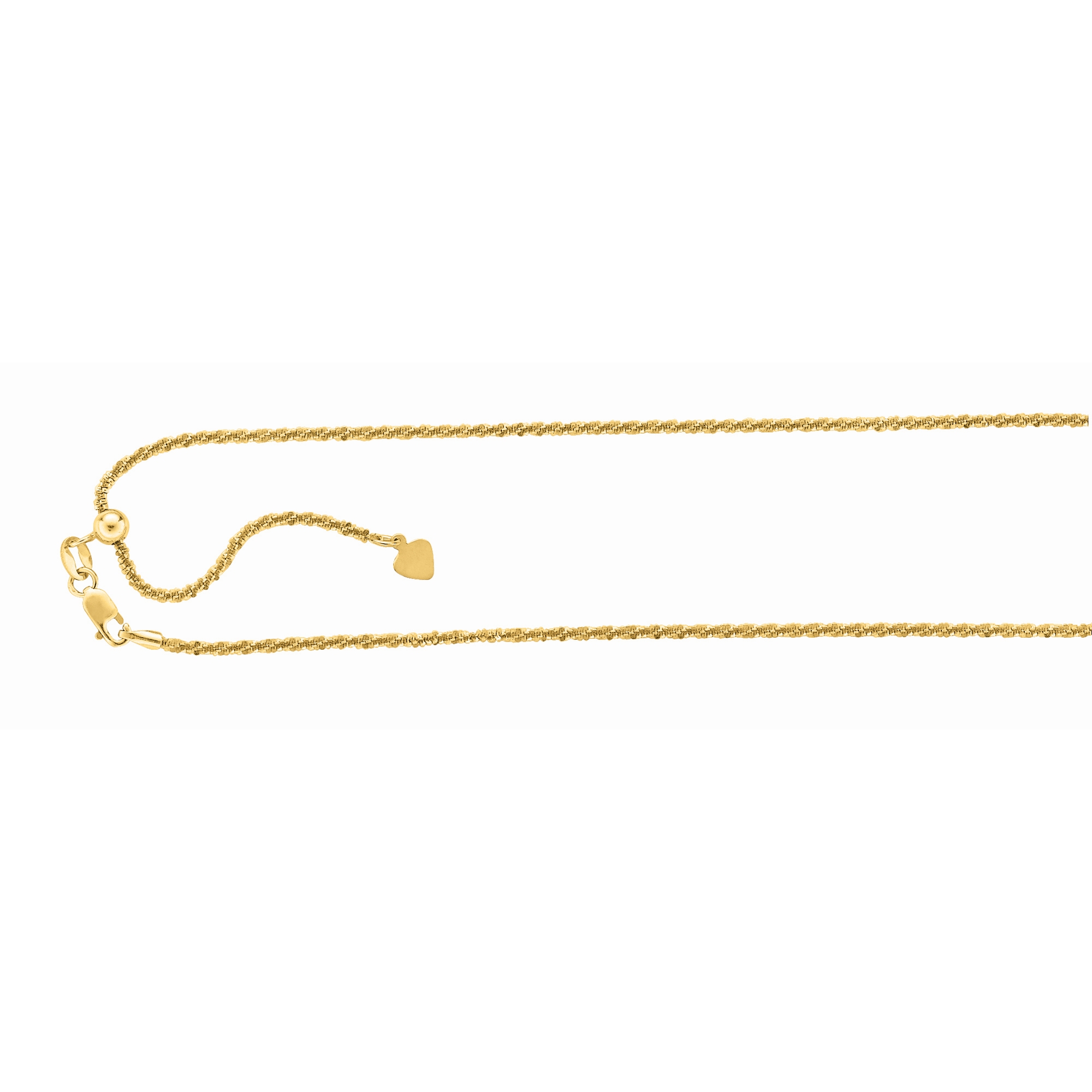 Silver 22 inches with Yellow Finish 1.5mm Diamond Cut Adjustable Sparkle Chain with Lobster Clasp