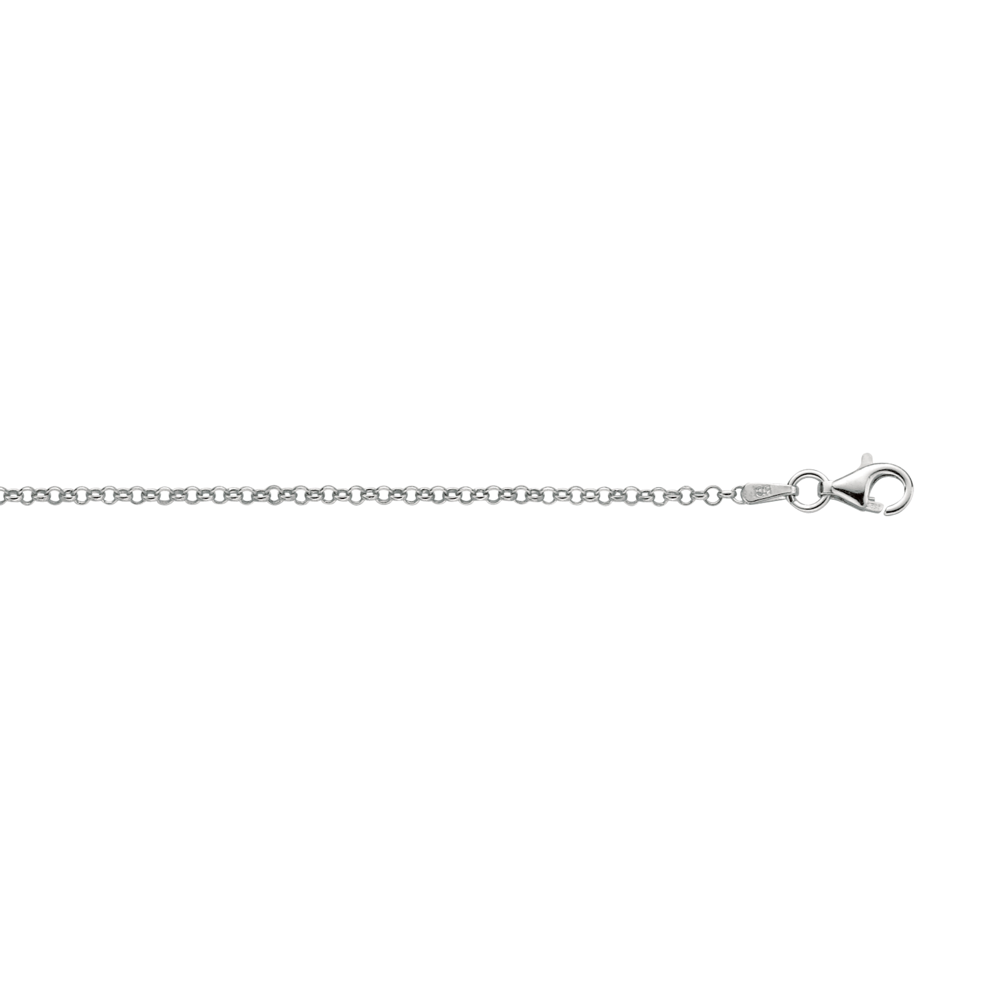Silver 24 inches with Rhodium Finish 1.8mm Textured Diamond Cut Rolo Chain with Pear Shape Clasp