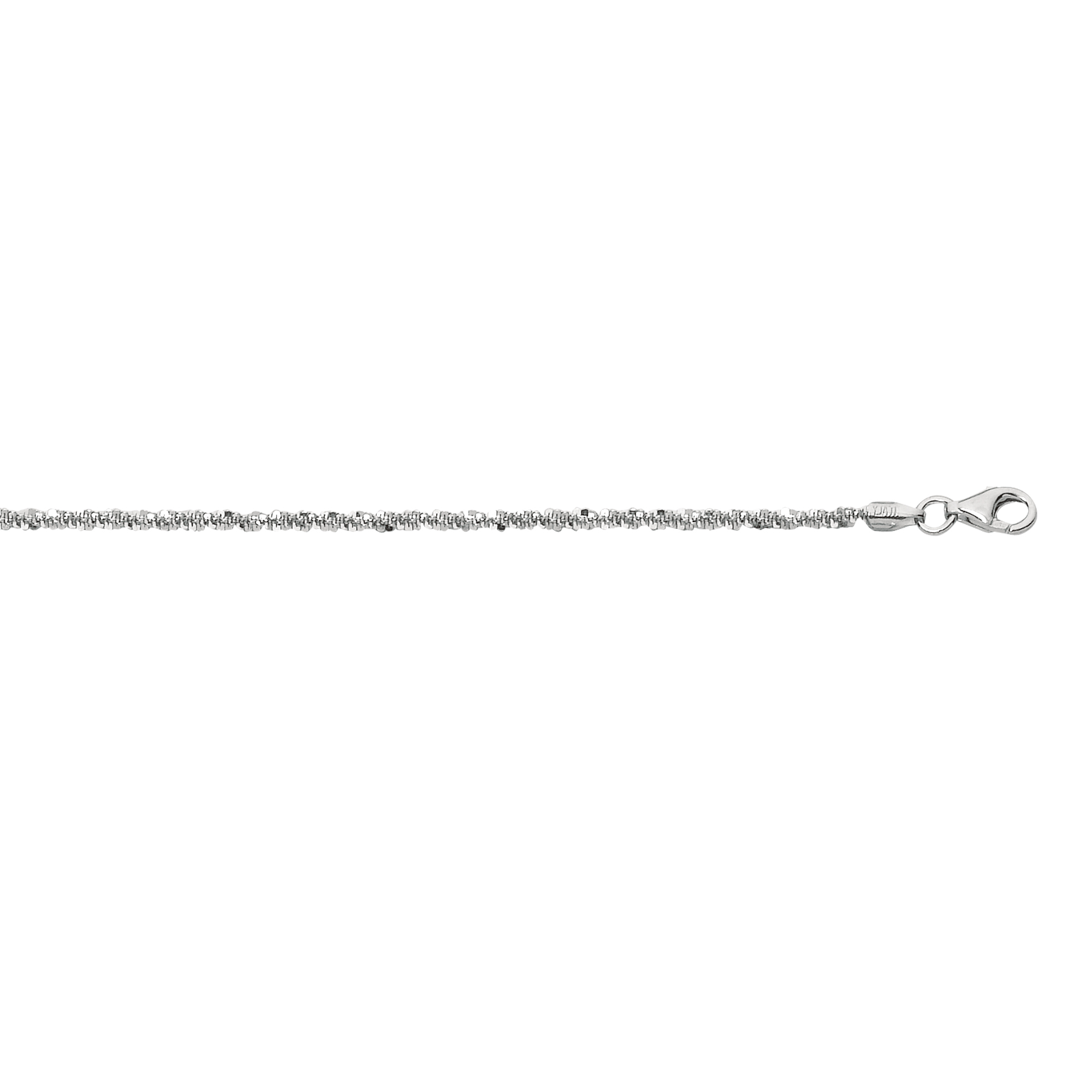 Silver 24 inches with Rhodium Finish 2.2mm Diamond Cut Sparkle Chain with Pear Shape Clasp