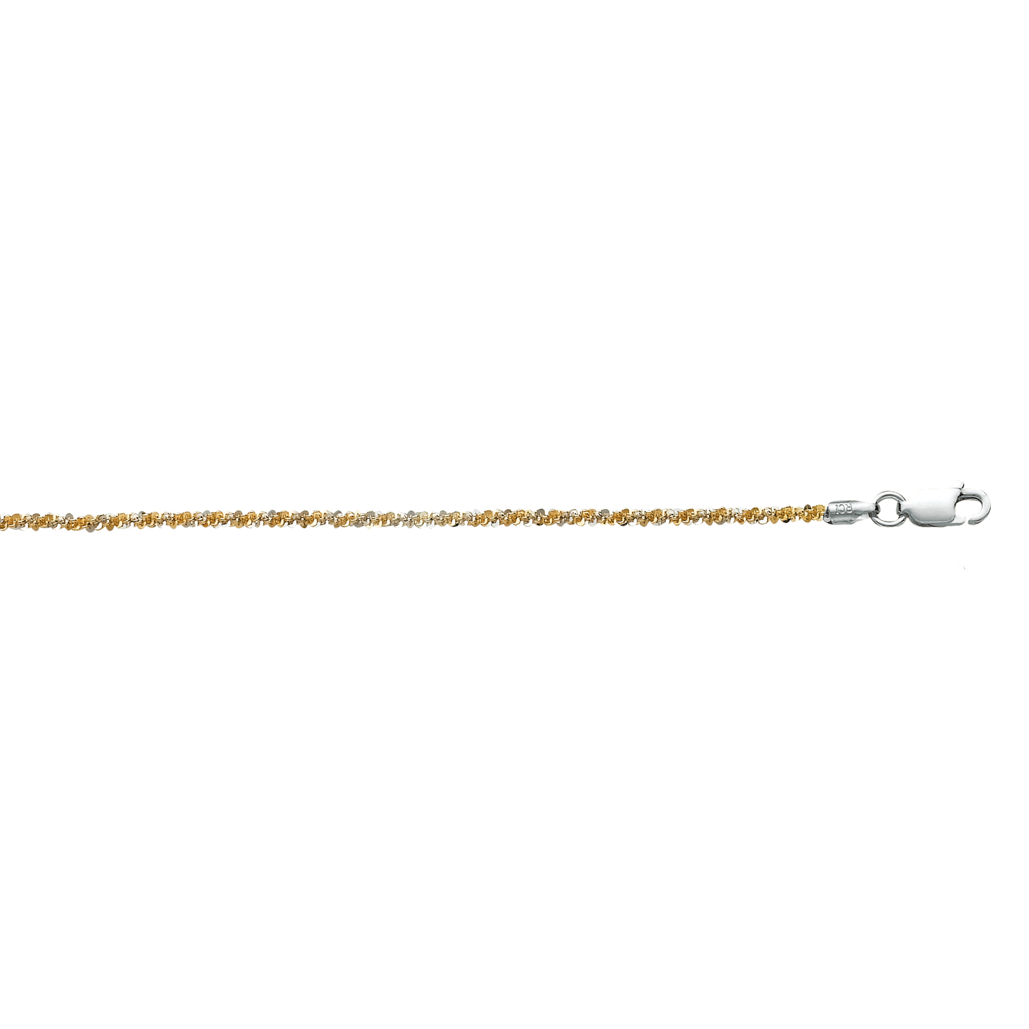 Silver 20 inches with Rhodium+Yellow Finish 2.3mm Diamond Cut Two Tone Sparkle Chain with Lobster Clasp