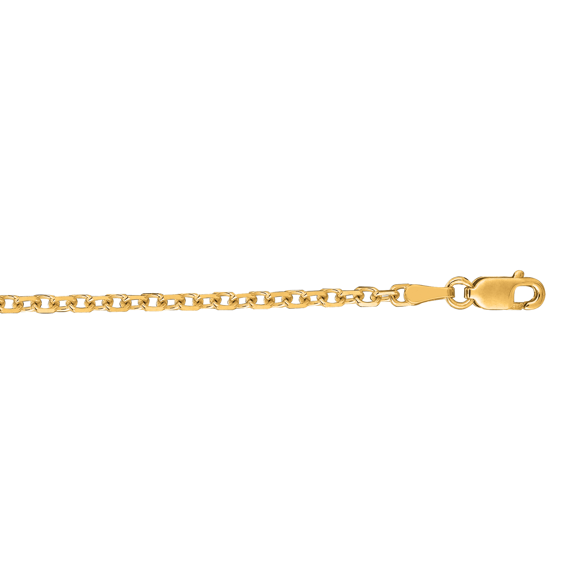 14kt 30 inches Yellow Gold 2.3mm Diamond Cut Cable Link Chain with Lobster Clasp