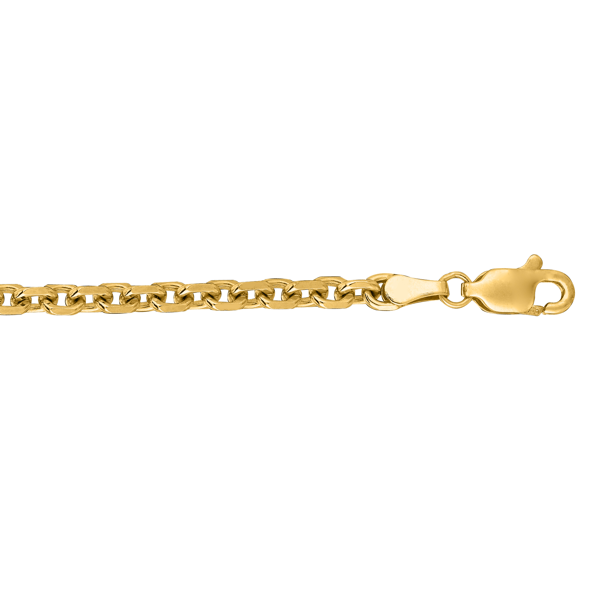 14kt 24 inches Yellow Gold 4.0mm Diamond Cut Cable Link Chain with Lobster Clasp