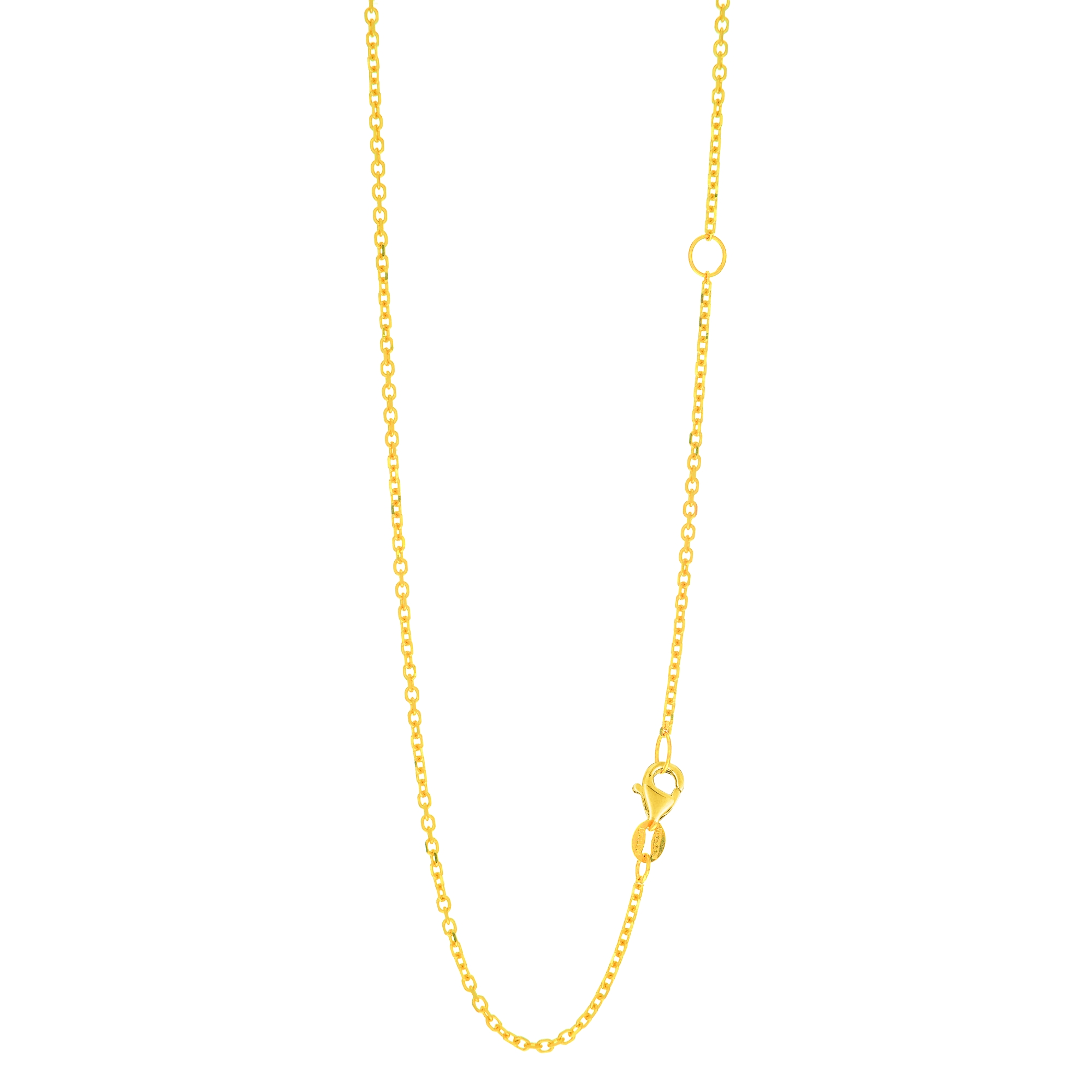 14kt 20 inches Yellow Gold 1.5mm Diamond Cut Classic Cable Chain with Lobster Clasp with Extender with Extender at 18 inches