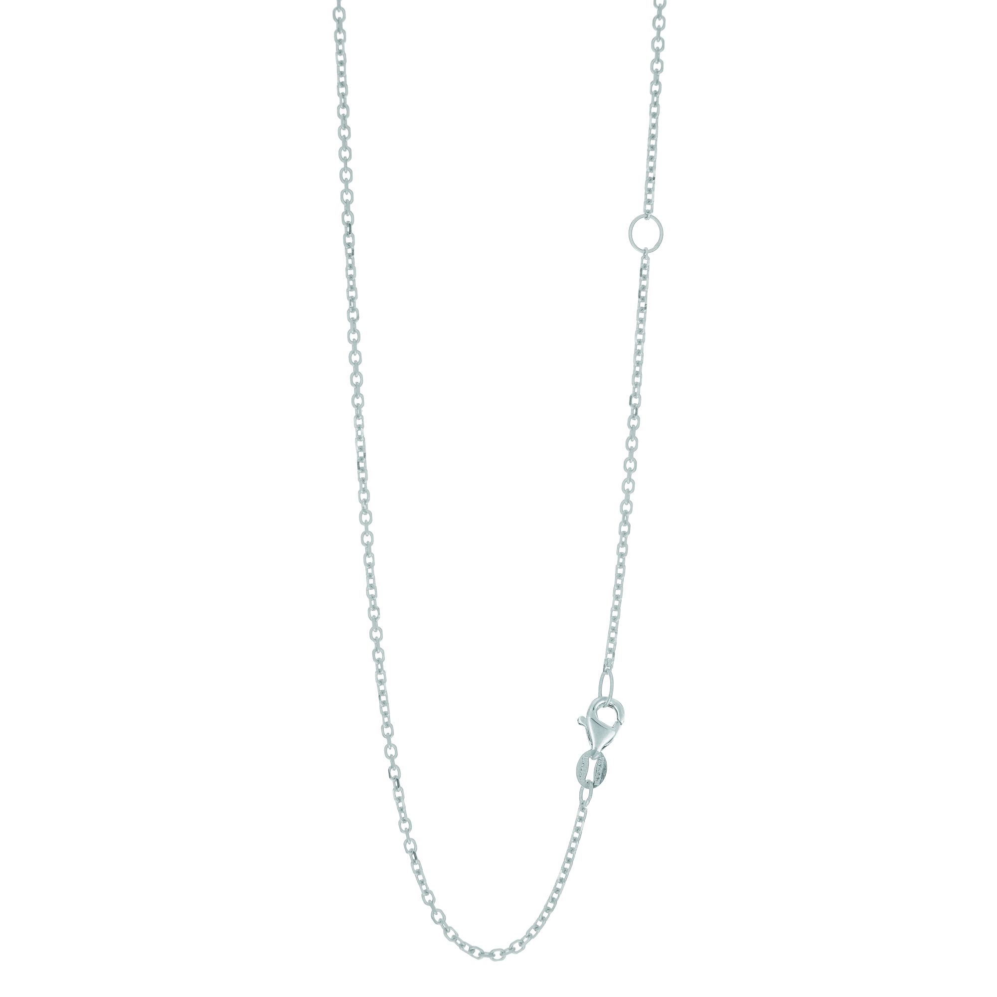 14kt 20 inches White Gold 1.5mm Classic Diamond Cut Cable Chain with Lobster Clasp with Extender at 18 inches