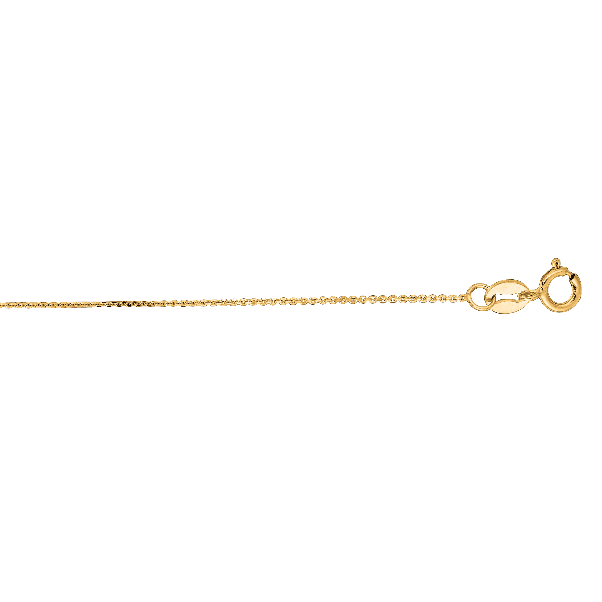 14kt 20 inches Yellow Gold 0.5mm Round Cable Chain with Spring Ring Clasp