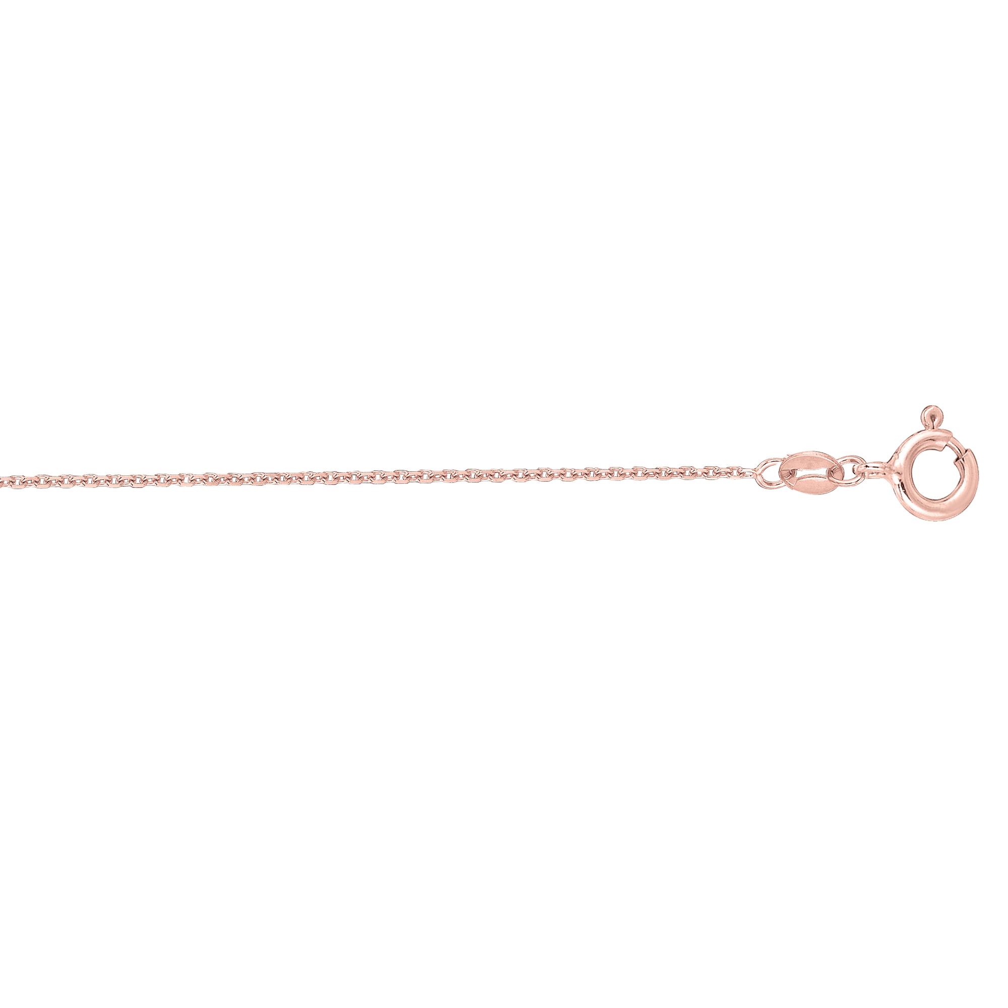 14kt 20 inches Rose Gold 1.1mm Diamond Cut Cable Link Chain with Spring Ring Clasp