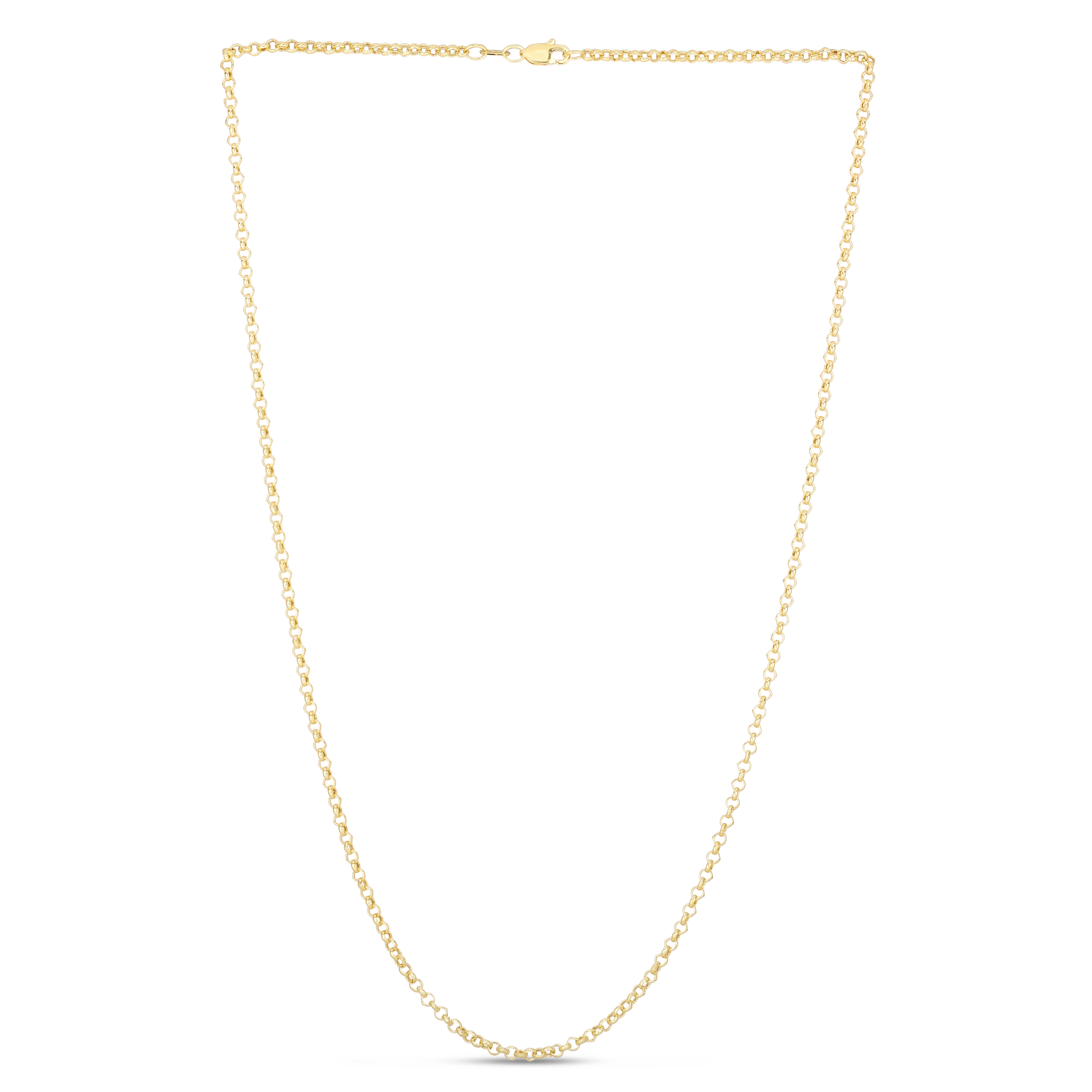 14kt 30 inches Yellow Gold 2.3mm Diamond Cut Rolo Chain with Lobster Clasp