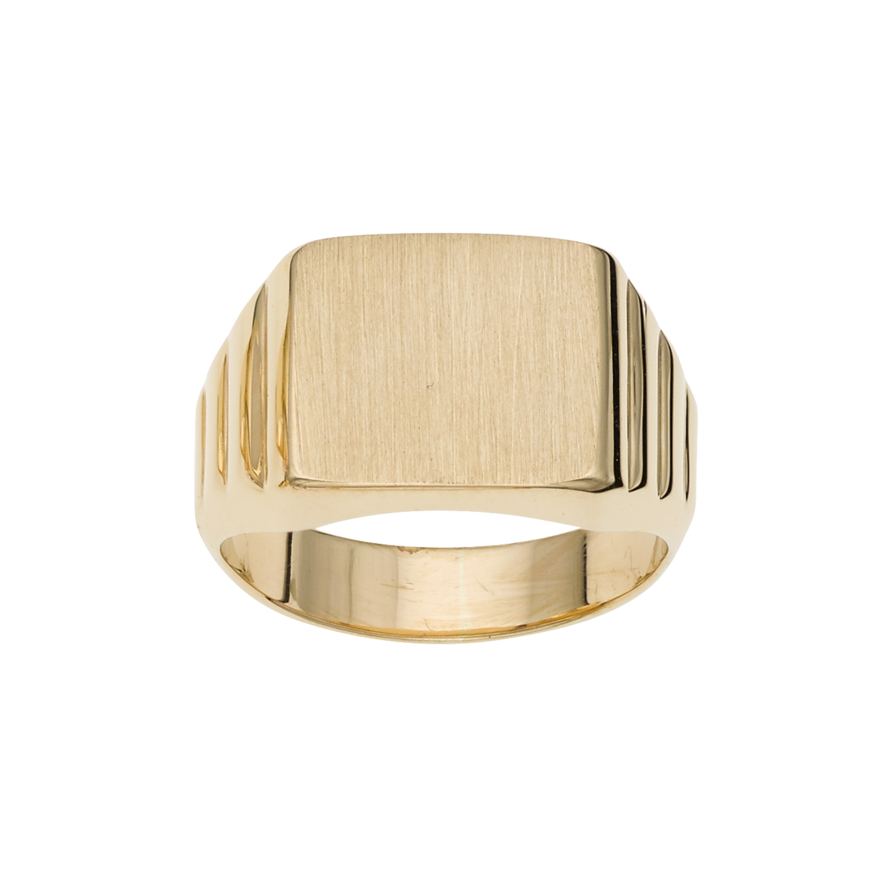 14kt Gold Size-10 Yellow Finish 11x12x0.5mm Matte Square Ring
