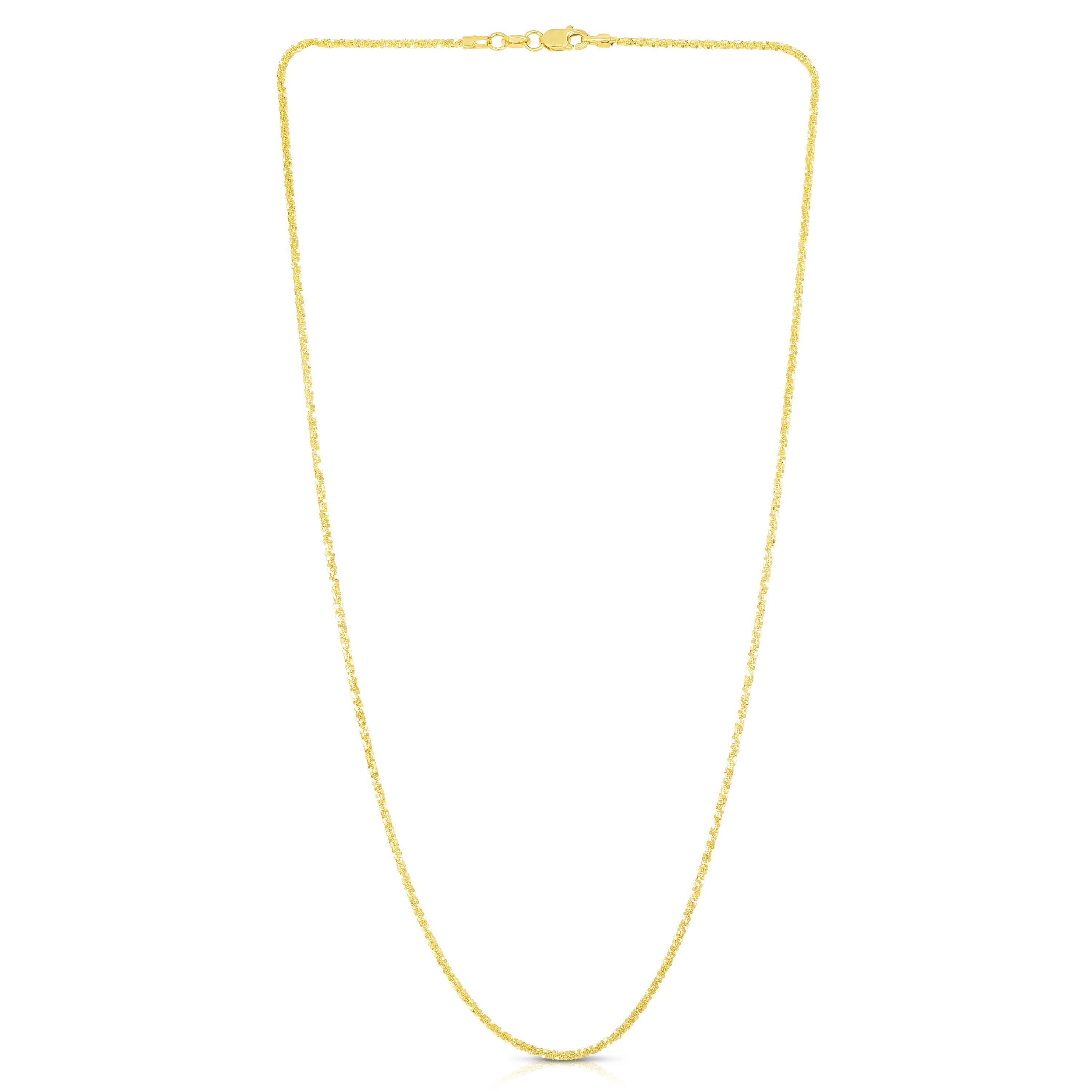 14kt 20 inches Yellow Gold 1.5mm Diamond Cut Sparkle Chain with Lobster Clasp