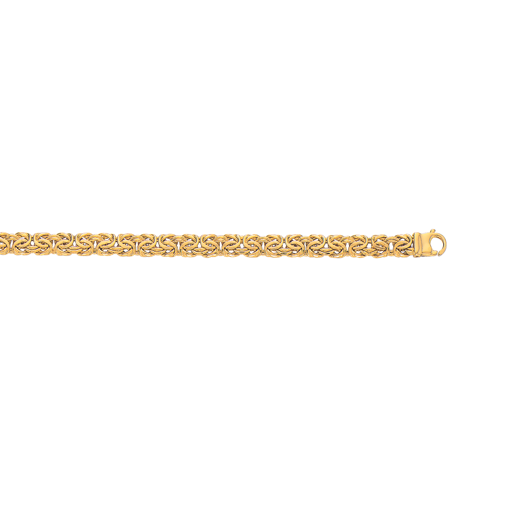 14kt 20 inches Yellow Gold 7.2mm Shiny ByzantineFancy Necklace with Pear Shape Clasp