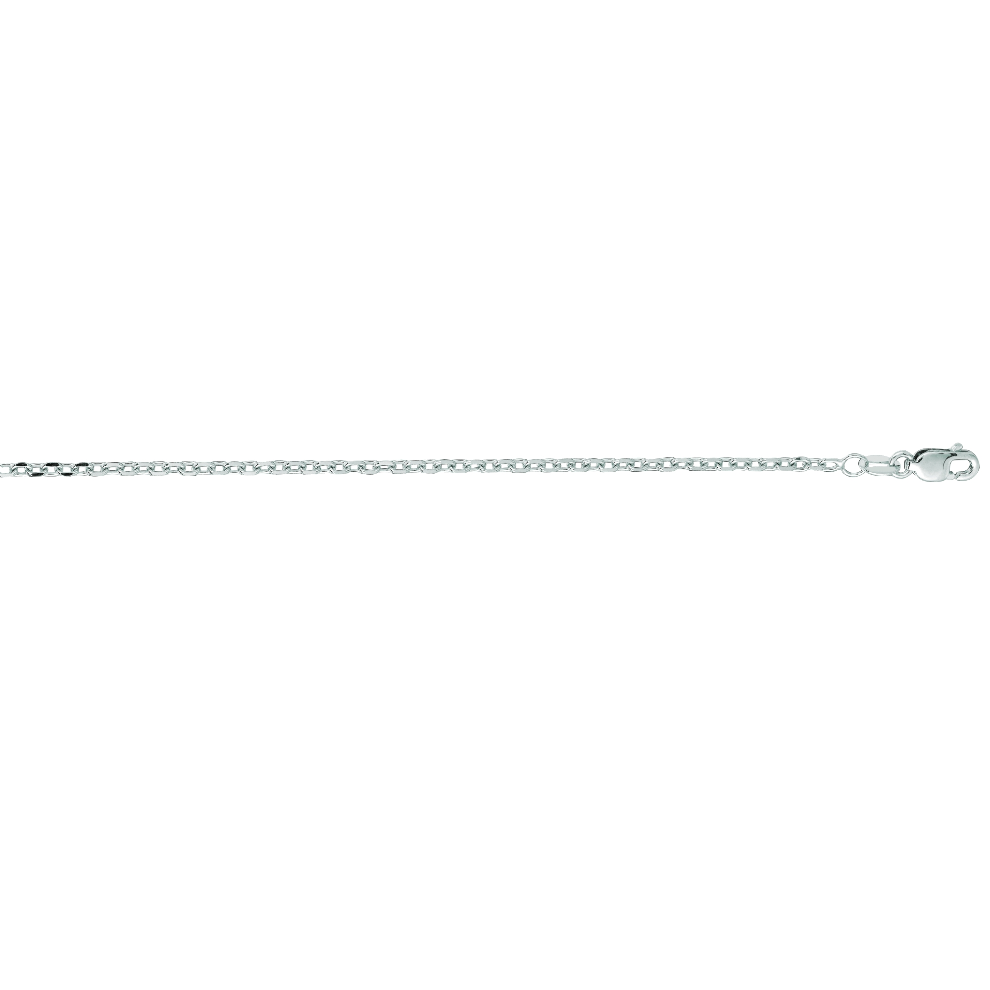 14kt 30 inches White Gold 1.8mm Diamond Cut Cable Link Chain with Lobster Clasp