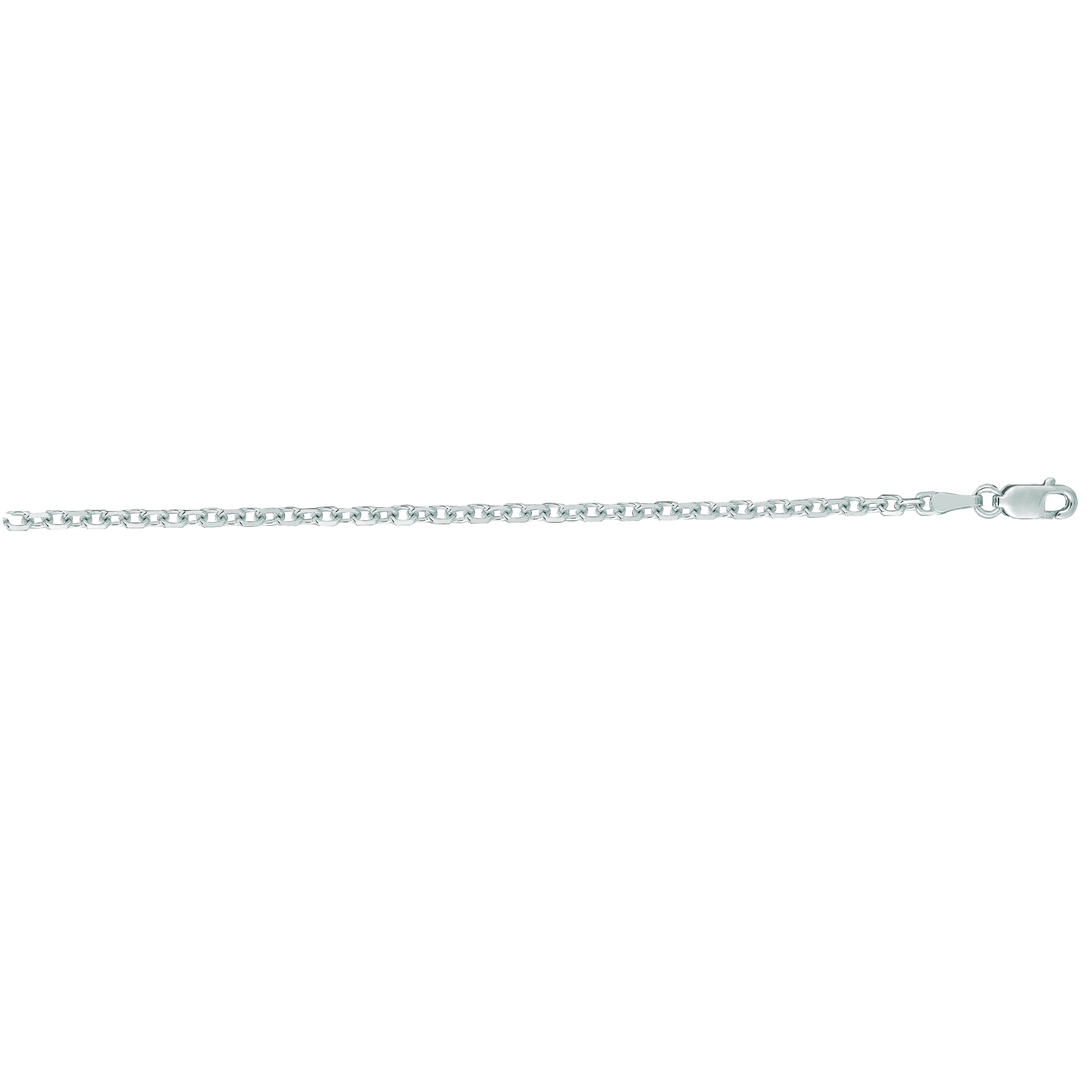 14kt 30 inches White Gold 2.3mm Diamond Cut Cable Link Chain with Lobster Clasp