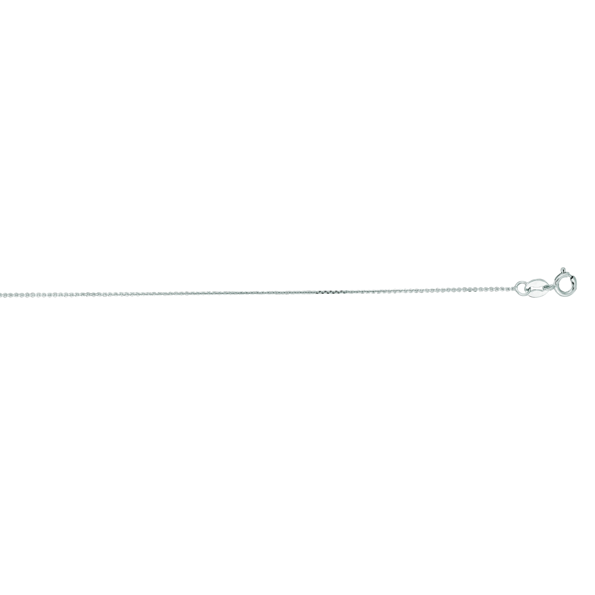 14kt 20 inches White Gold 0.5mm Round Cable Chain with Spring Ring Clasp