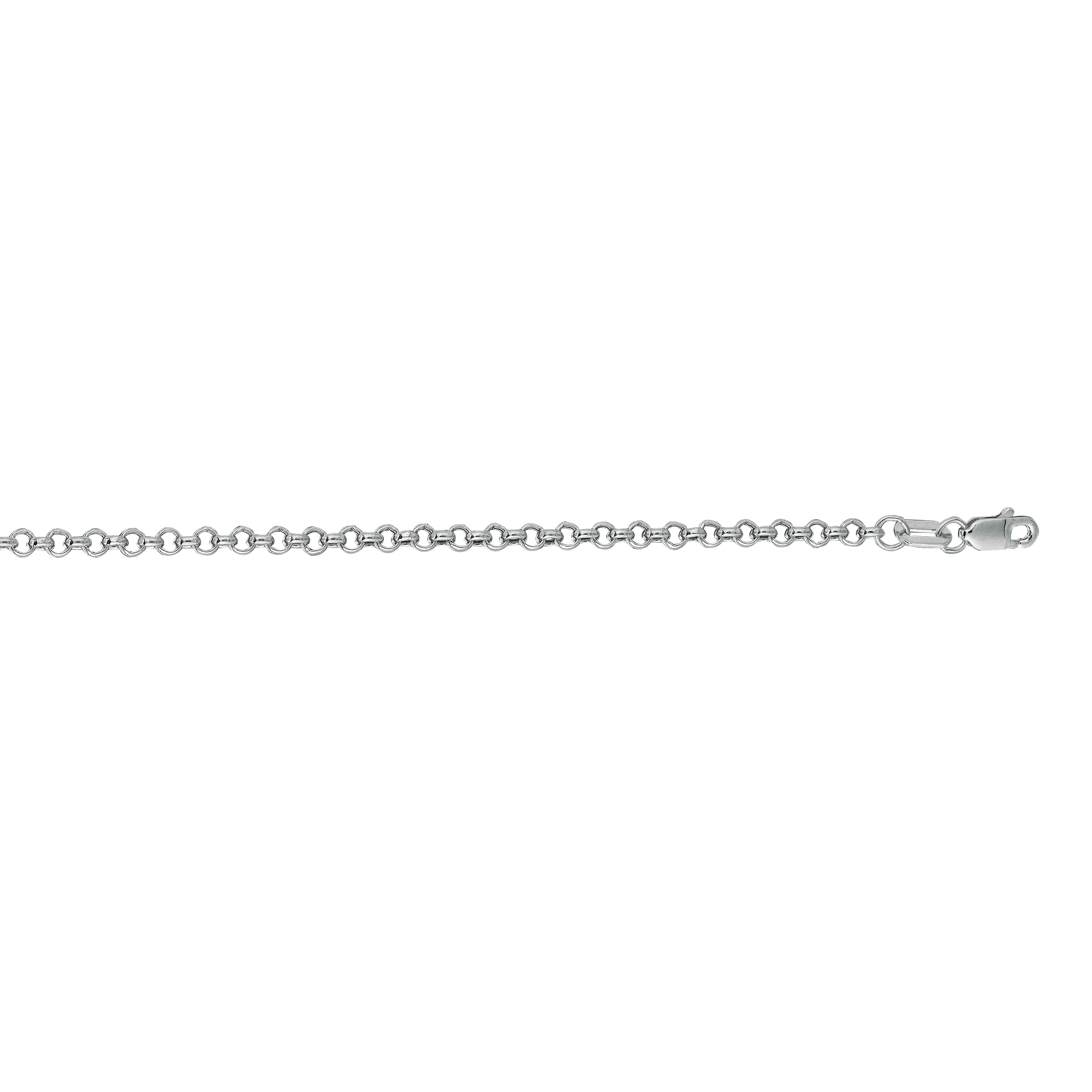 14kt 30 inches White Gold 2.3mm Diamond Cut Round Rolo Chain with Lobster Clasp