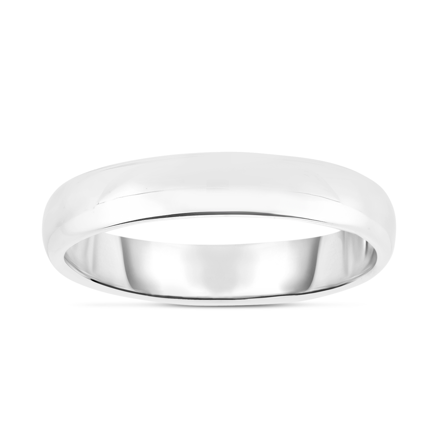14kt Gold Size-7 White Finish 4mm Shiny Wedding Band Ring