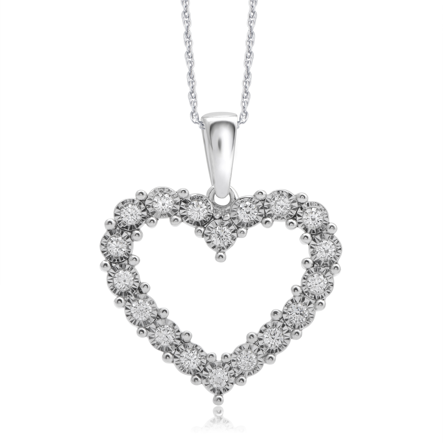 0.25 Carat Heart Shaped Diamond Pendant Necklace in 10k White Gold
