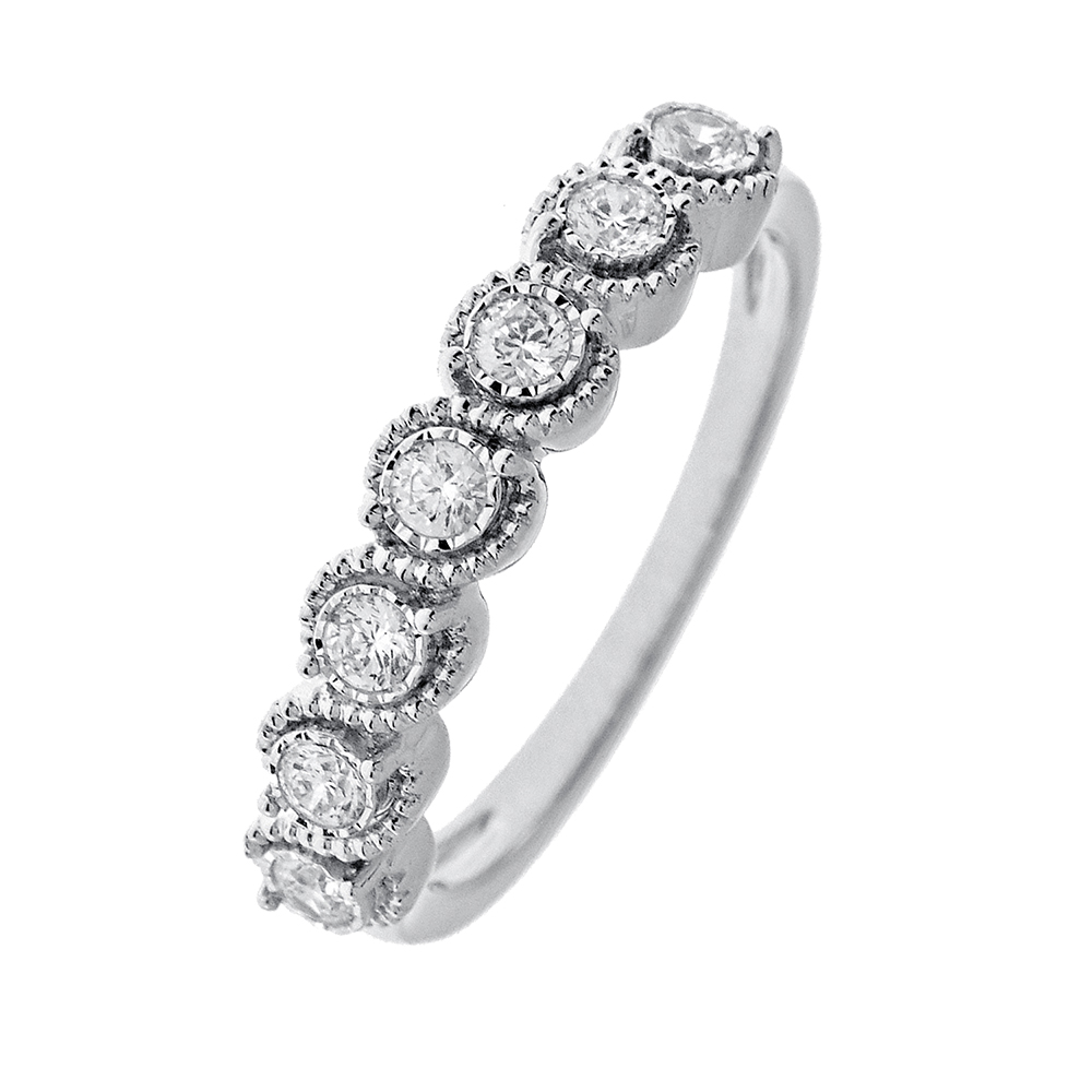 1/3 Carat Round Diamond Wedding Ring in 10K White Gold