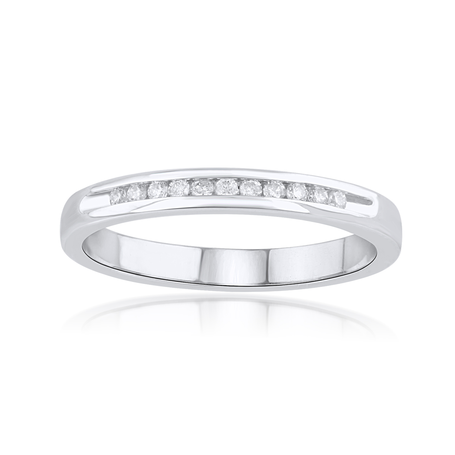 0.1 Carat Diamond Wedding Band Ring in 14k White Gold