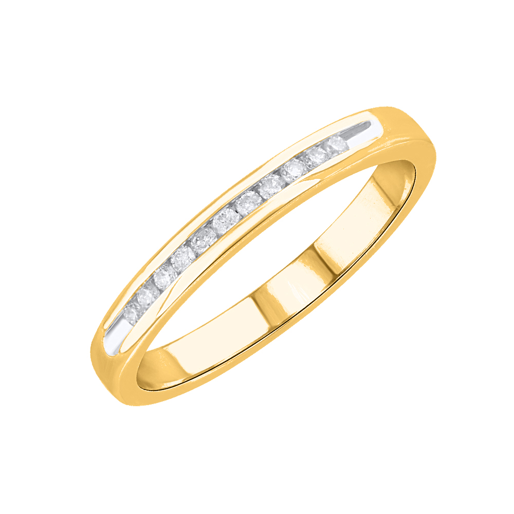 1/10 Carat Round Diamond Wedding Ring in 14K Yellow Gold