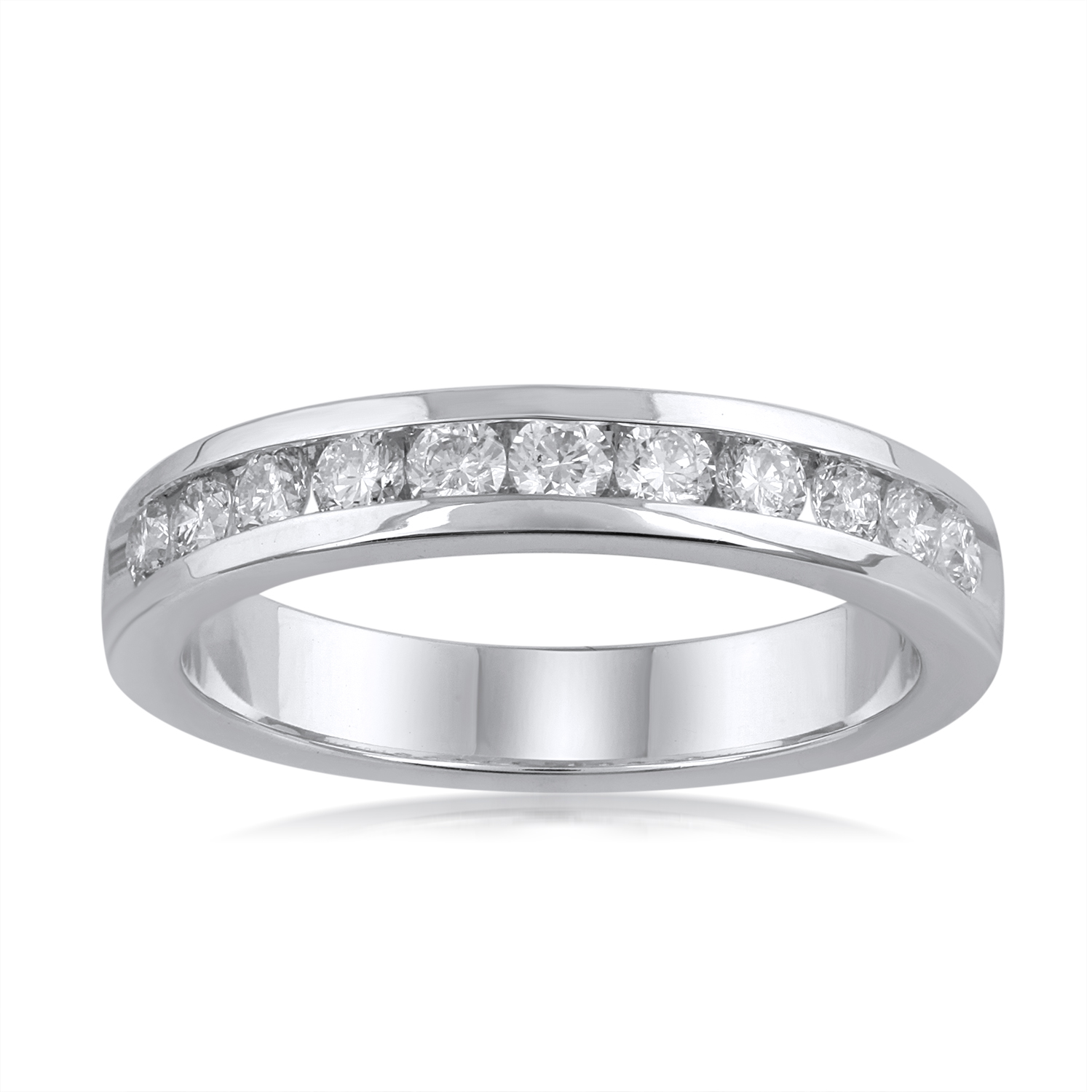 0.5 Carat Diamond Wedding Band Ring in 14k White Gold