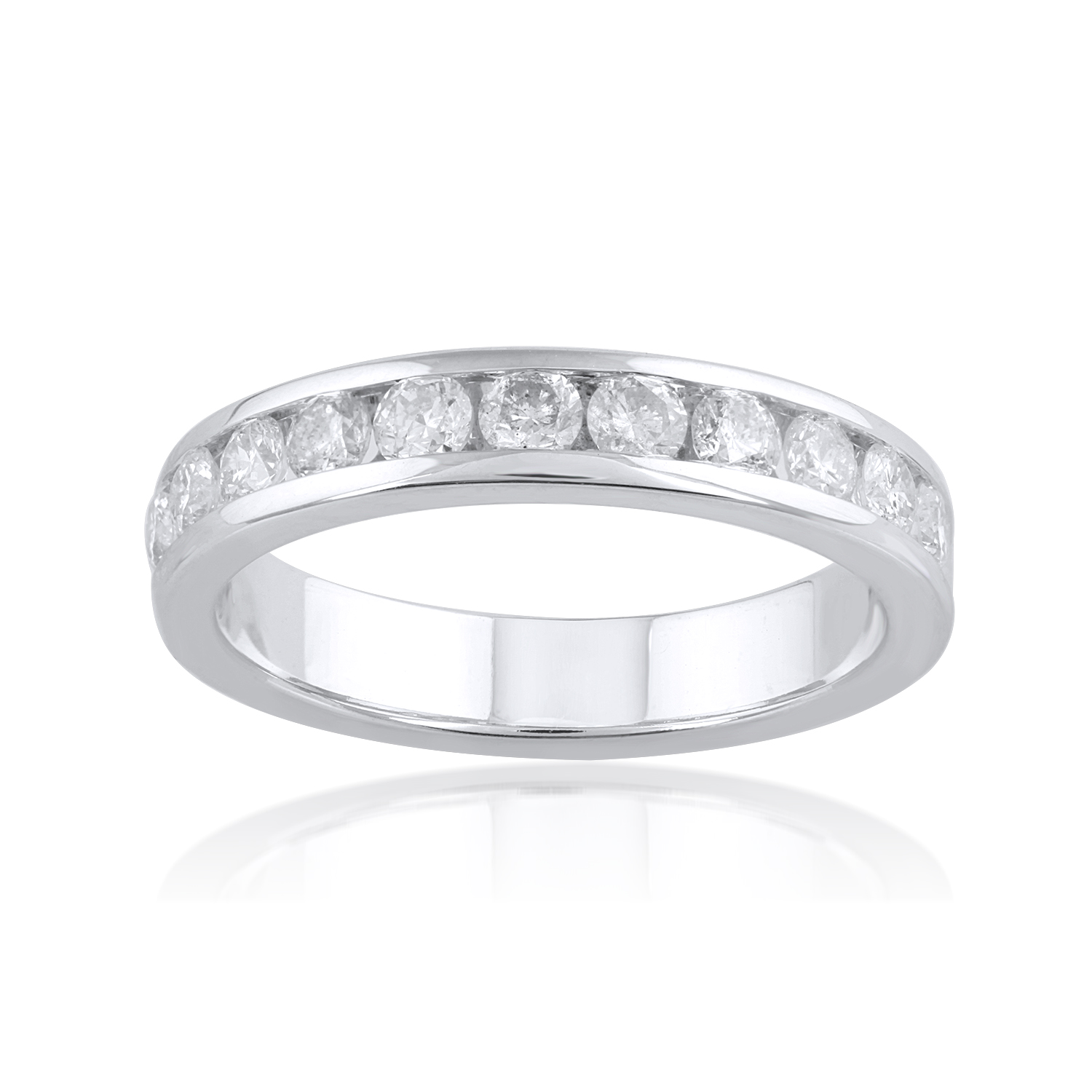 0.75 Carat Diamond Wedding Band Ring in 14k White Gold
