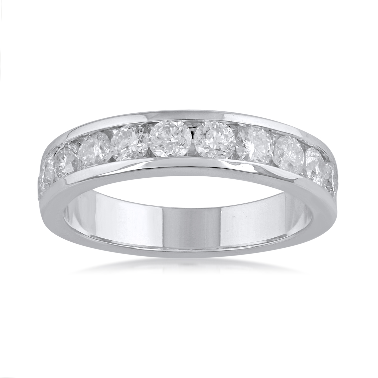 1 Carat Diamond Wedding Band Ring in 14k White Gold