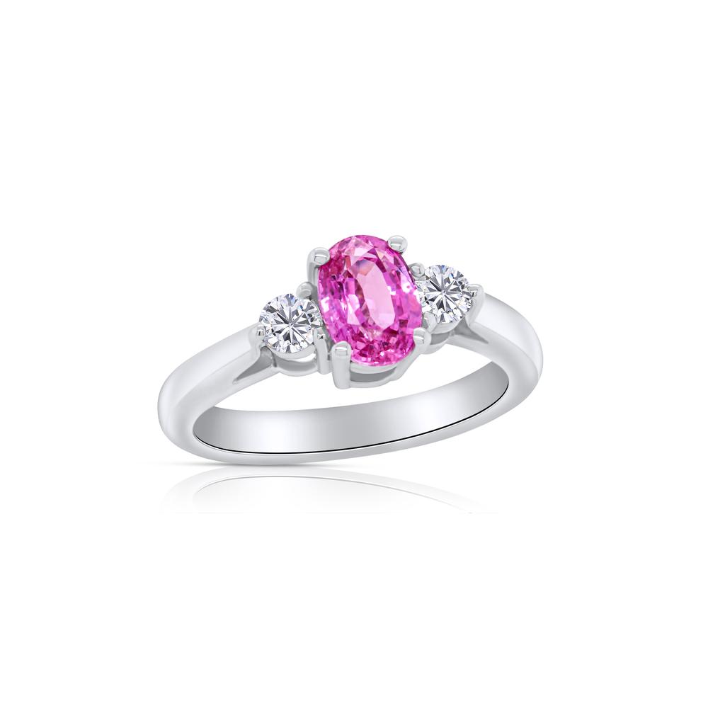 View Pink Sapphire Three Stone Ring