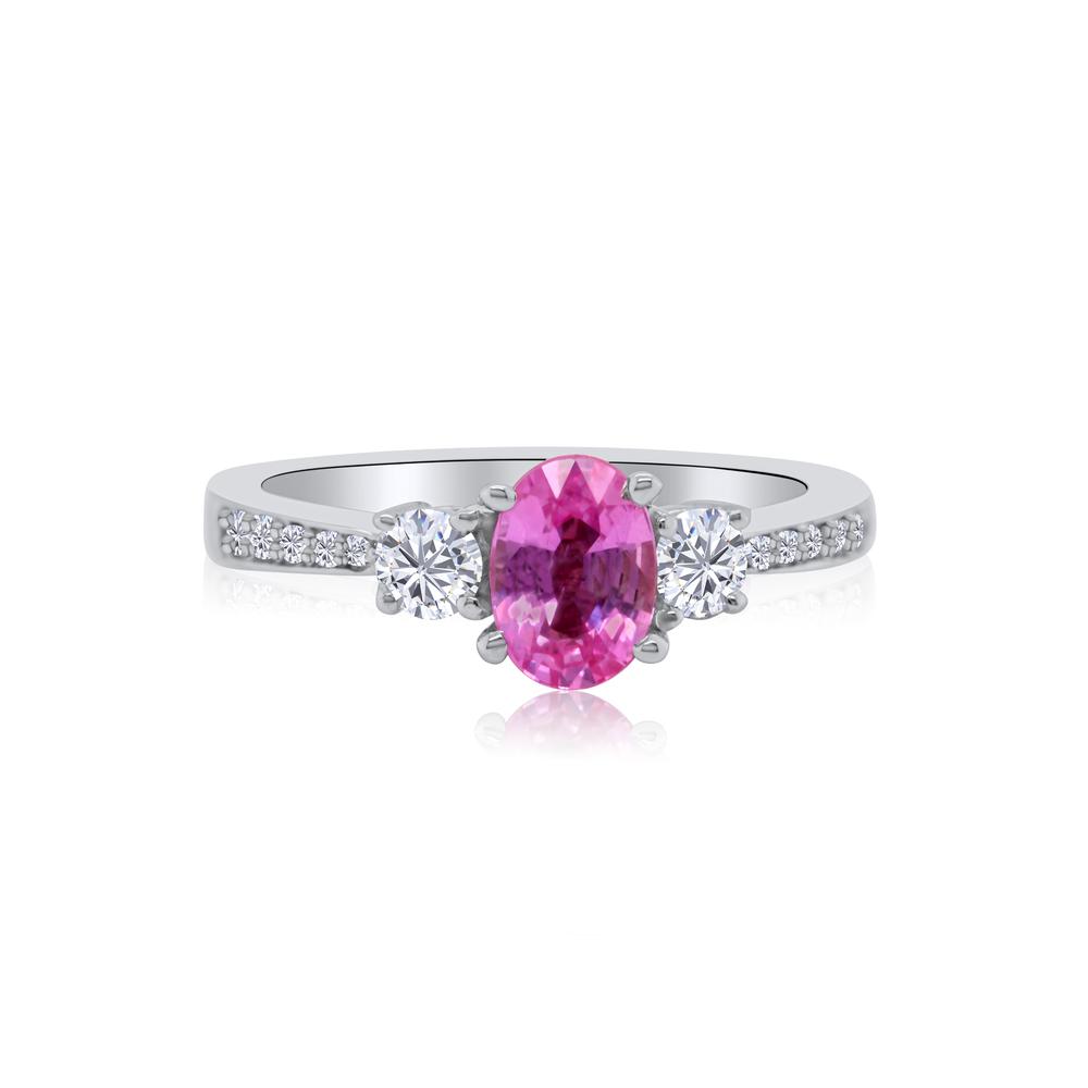 View Pink Sapphire Three-Stone Ring