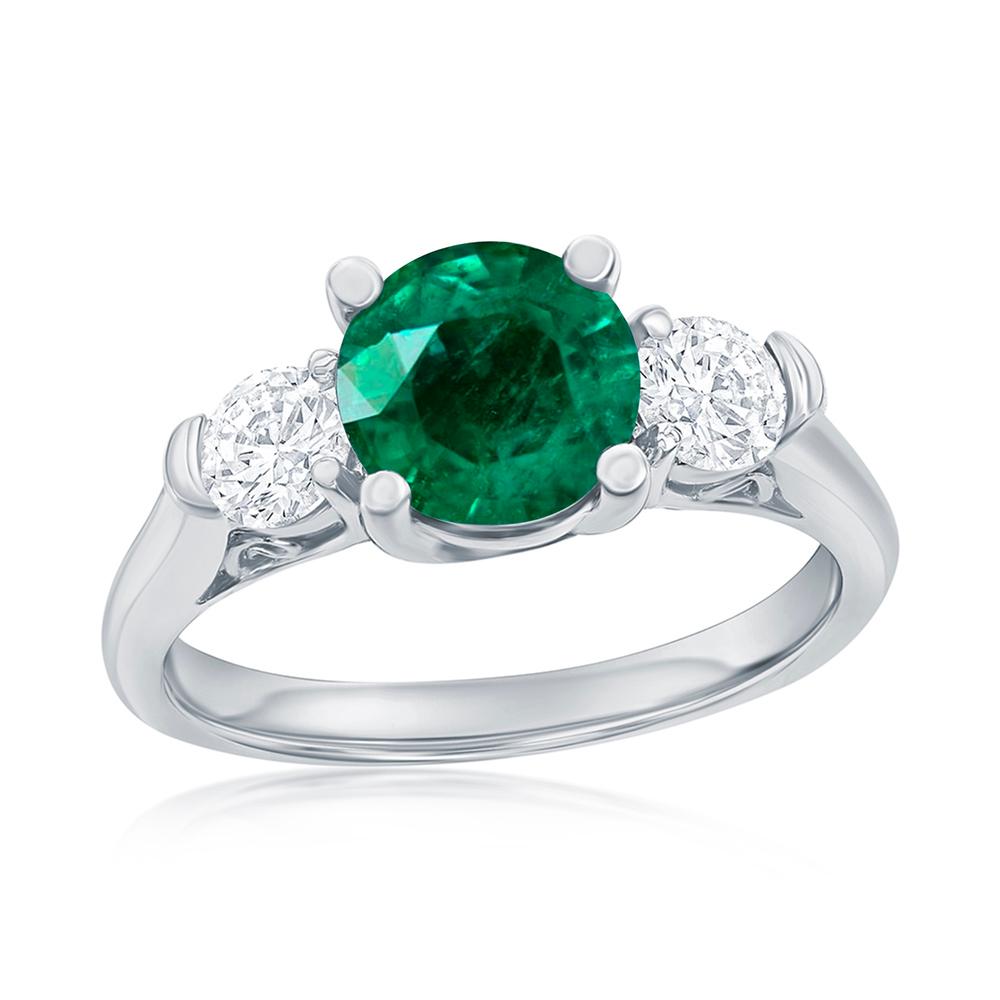 View Three Stone Emerald Ring