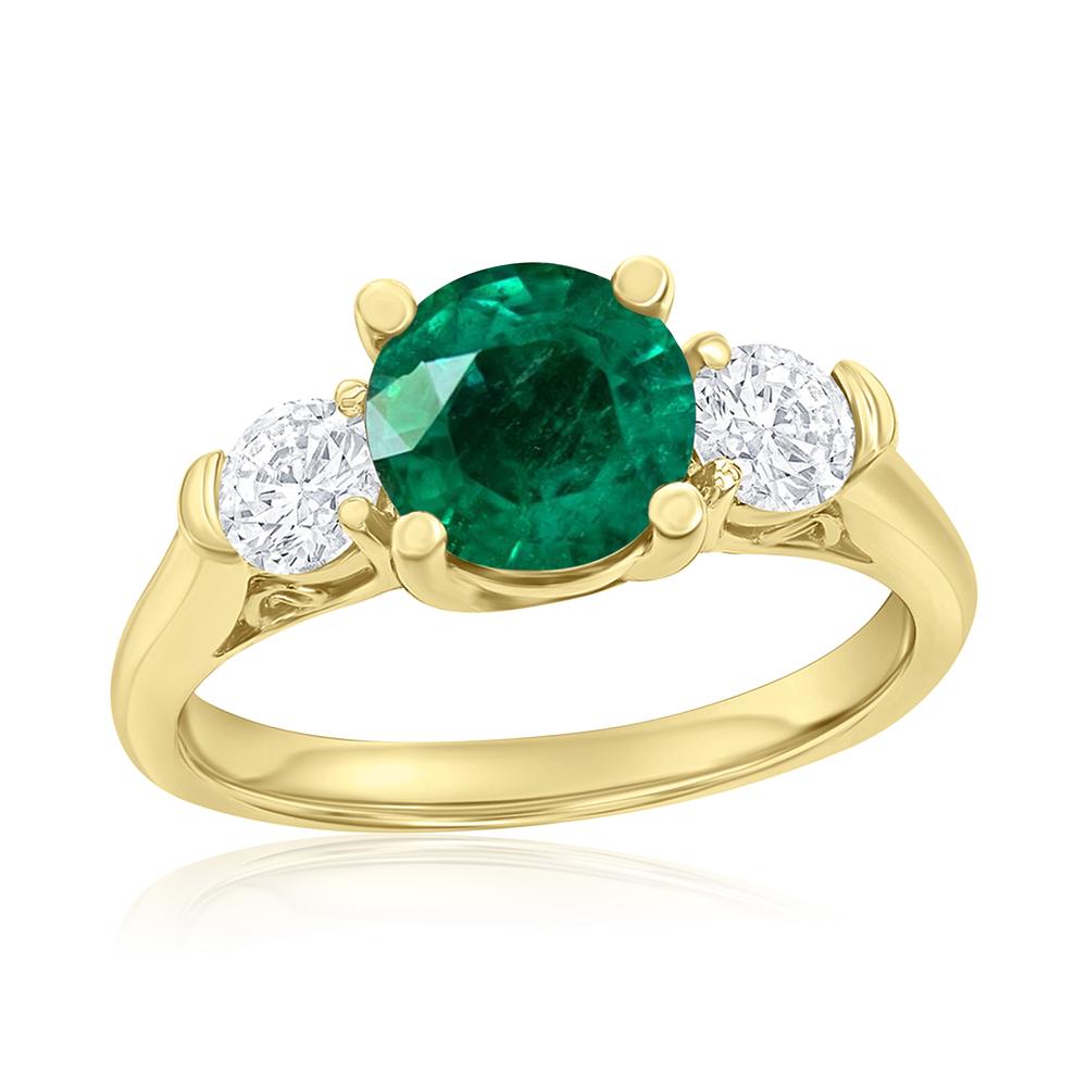 View Three Stone Emerald Ring