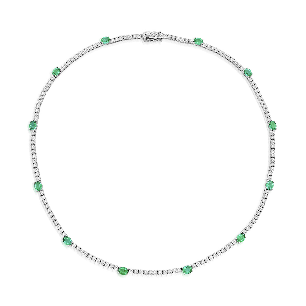 View Emerald and Diamond Tennis Necklace