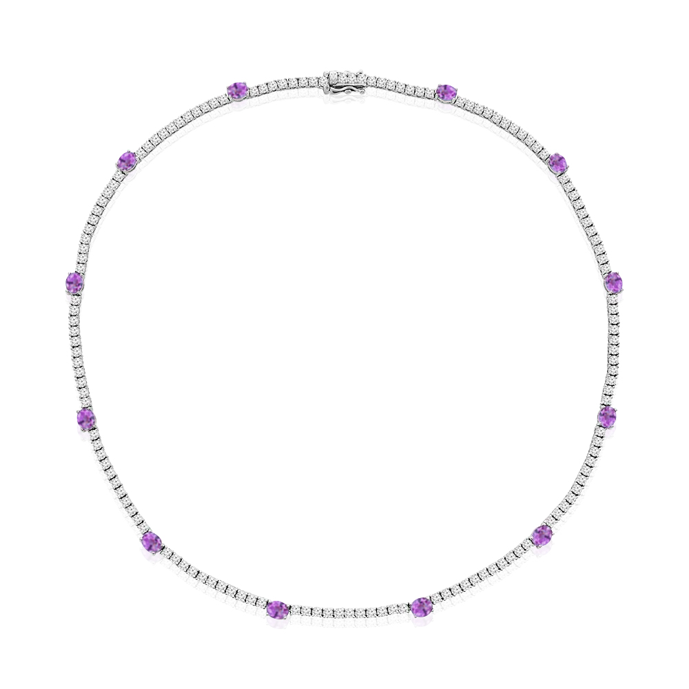 View Pink Sapphire and Diamond Tennis Necklace