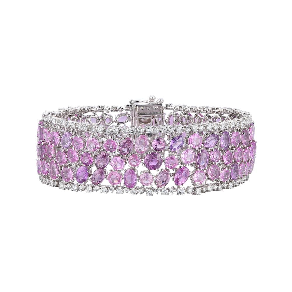 View Pink Sapphire and Diamond Bracelet Cuff