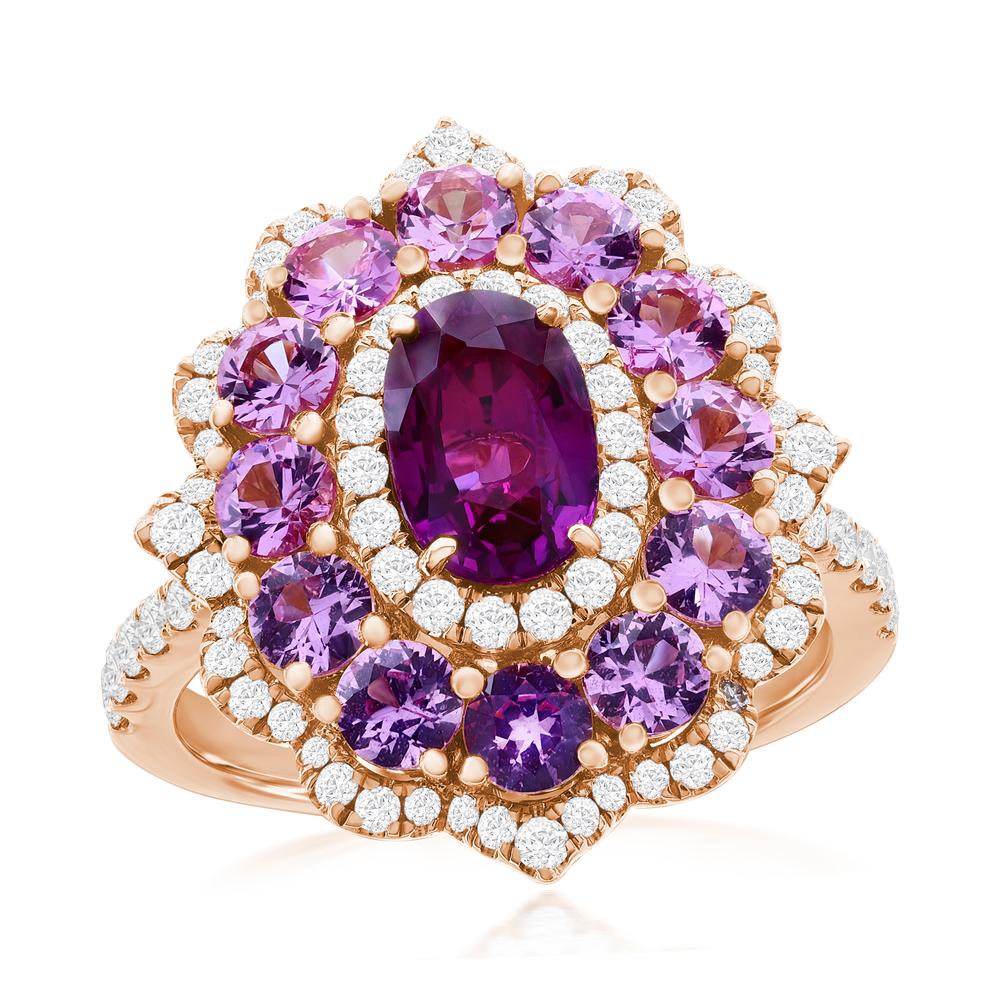 View GIA Certified Purple Sapphire and Pink Sapphire Ring