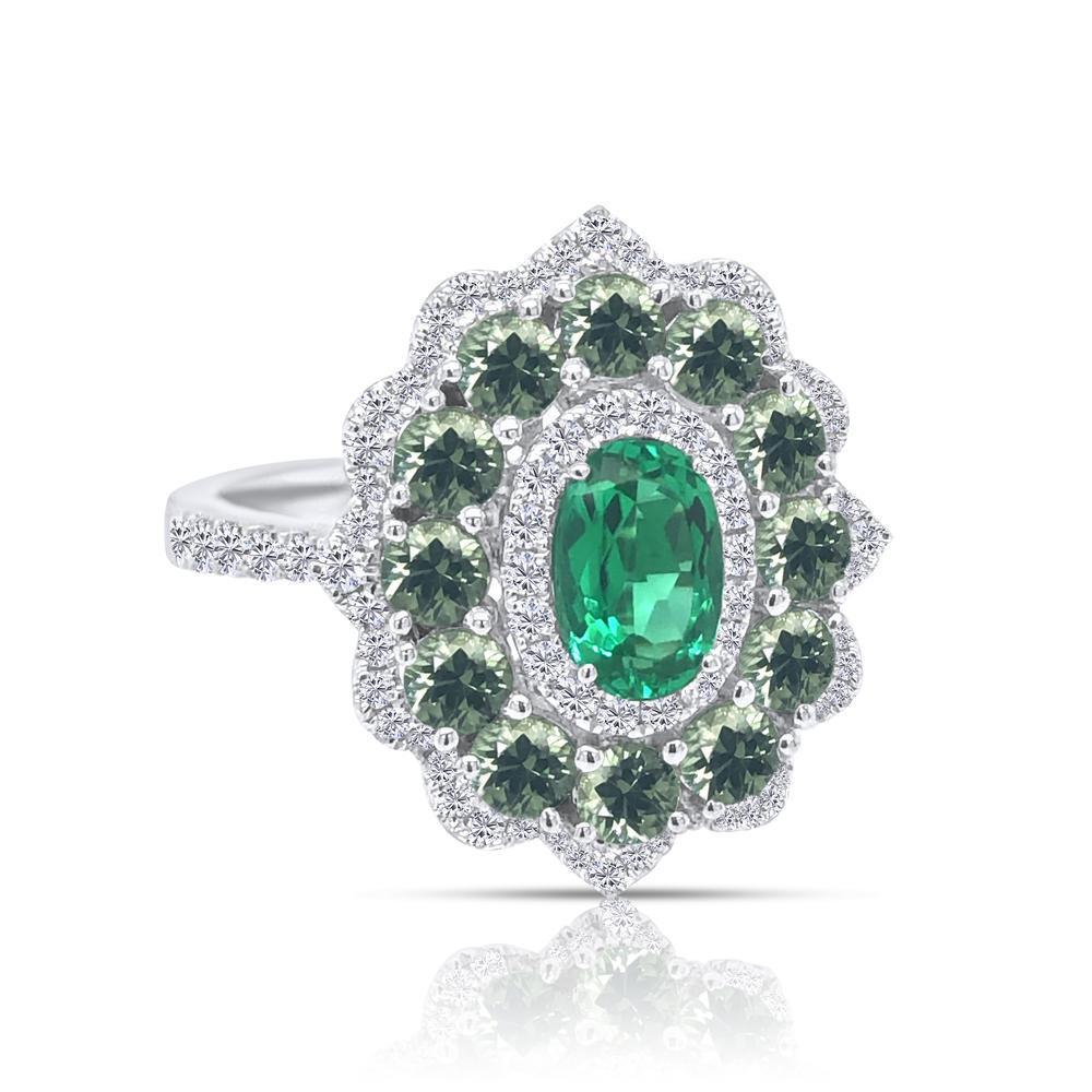 View GIA Certified Brazilian Paraiba Tourmaline Ring with Green Sapphires