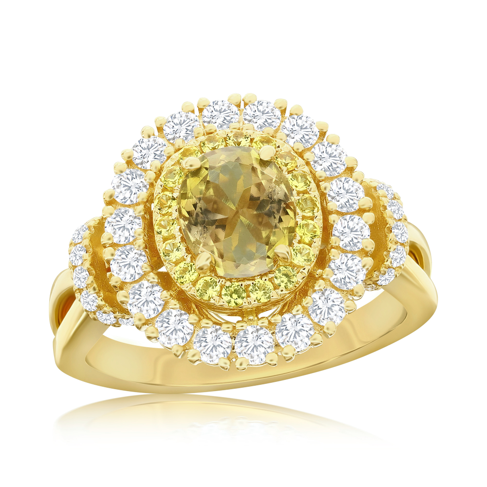View Yellow Zoisite Ring with Yellow Sapphires