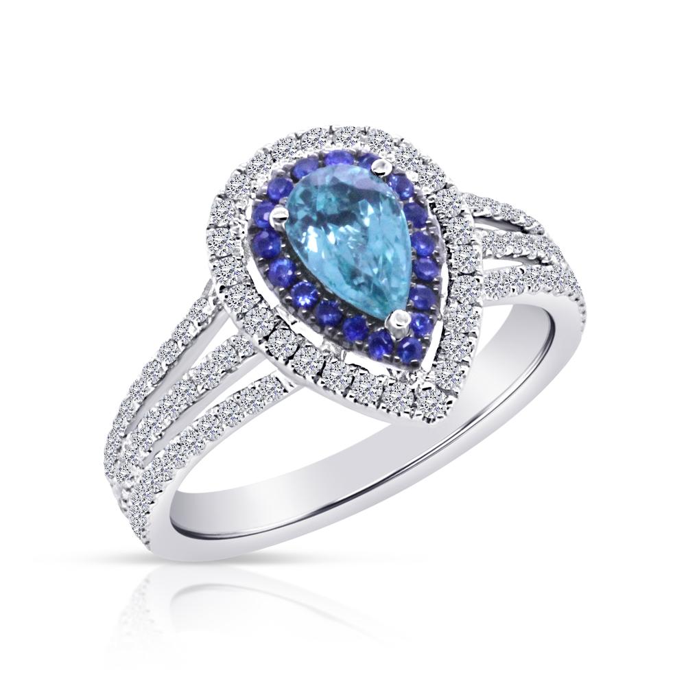 View GIA Certified Brazilian Paraiba Tourmaline and Sapphire Ring