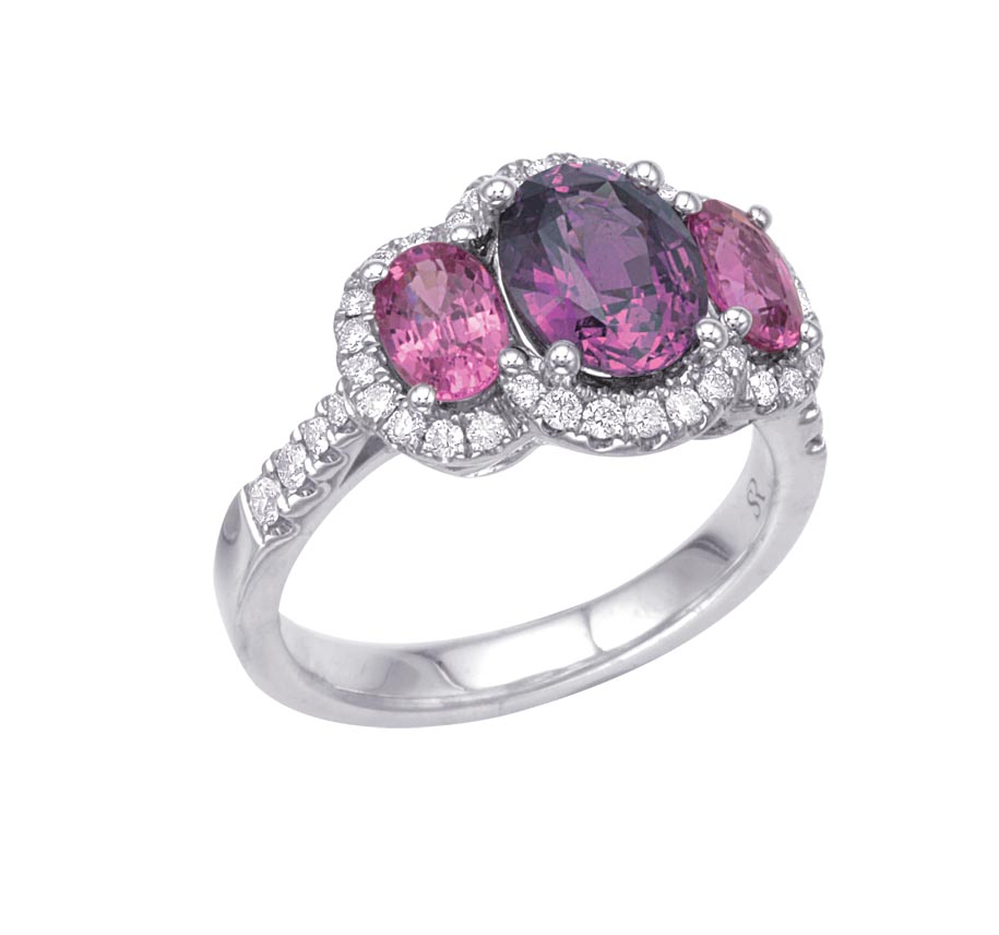 View GIA Certified NATURAL Purple and Pink Sapphire Ring