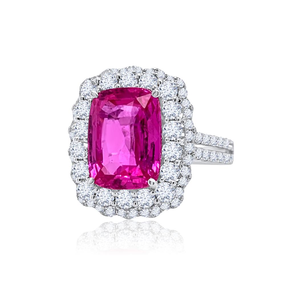 View Pink Sapphire and Diamond Ring with GIA Report