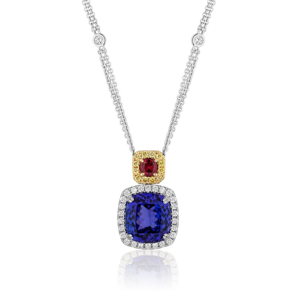 View Two-Tone Tanzanite and Ruby Necklace with Yellow Diamonds