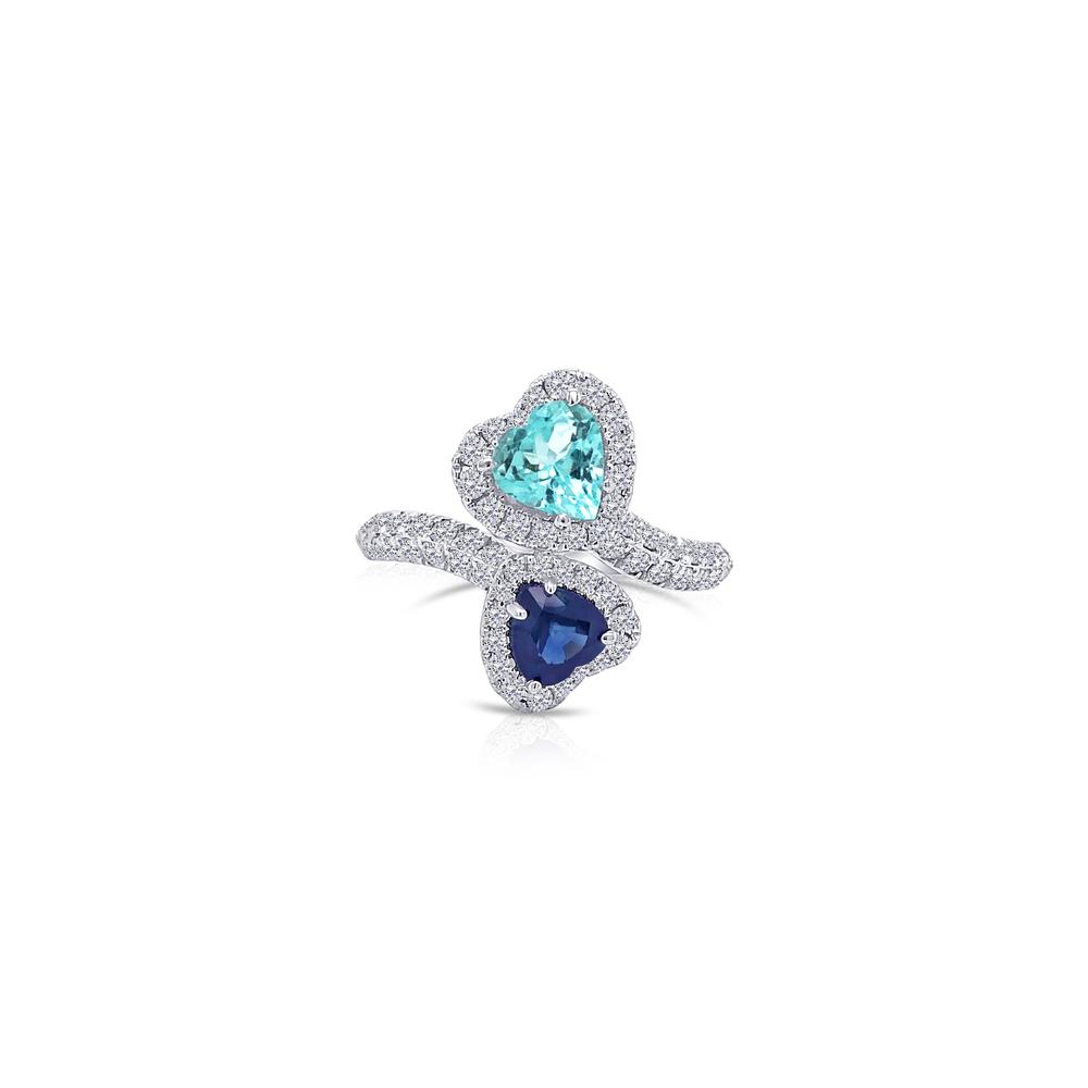 View GIA Certified Paraiba Tourmaline and Sapphire To et Moi Ring