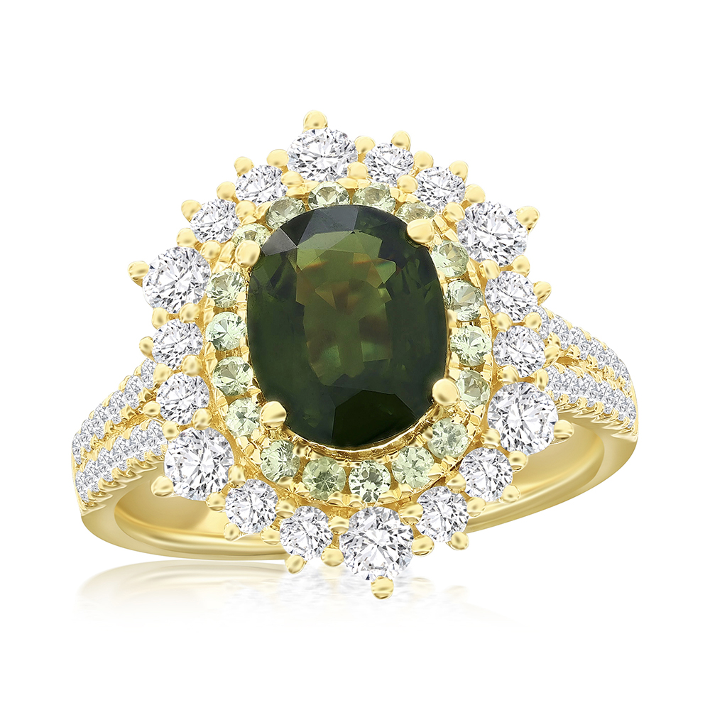 View GIA-certified Green Sapphire Ring