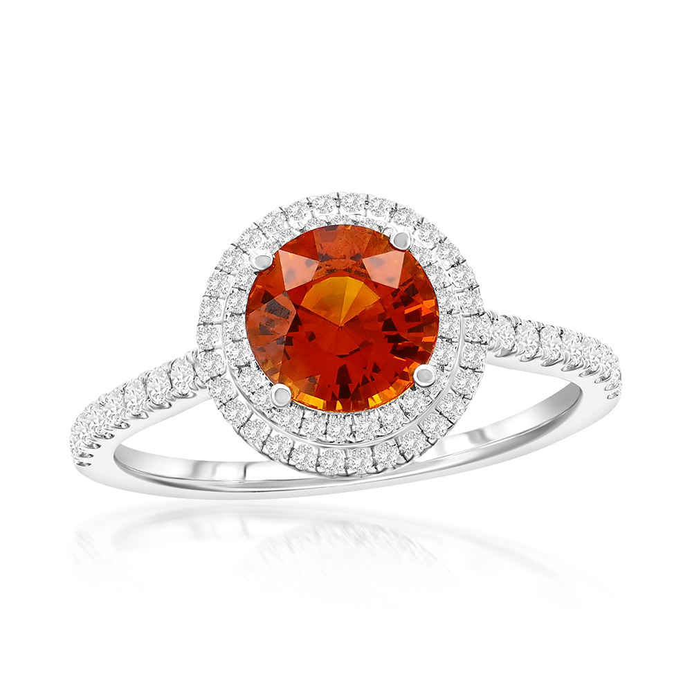 View Orange Sapphire Ring with GIA Report