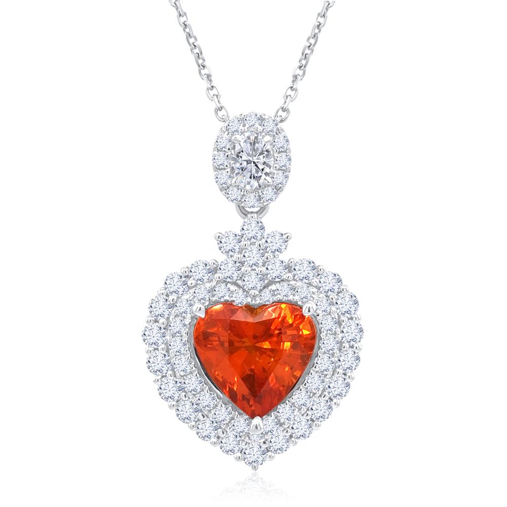 View GIA Certified Orange Sapphire Heart Pendant